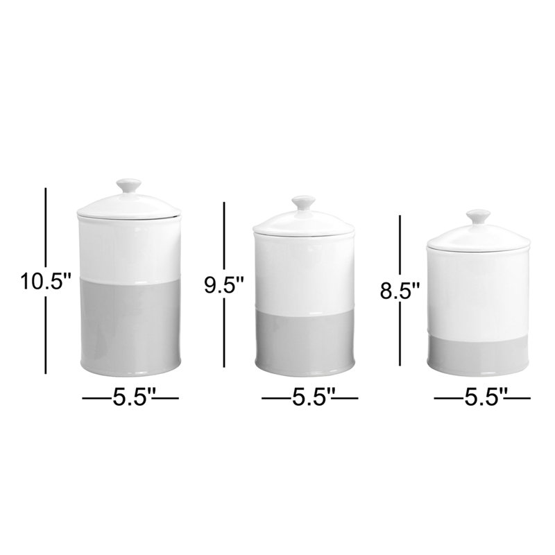 Stoneware 3 Piece Kitchen Canister Set