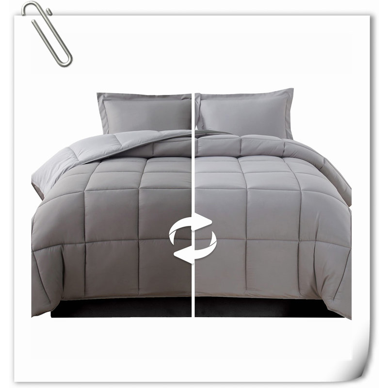 Ensemble de courtepointe en microfibre / polyester Quilts, Gris, Courtepointe très grand + 2 taies décoratives