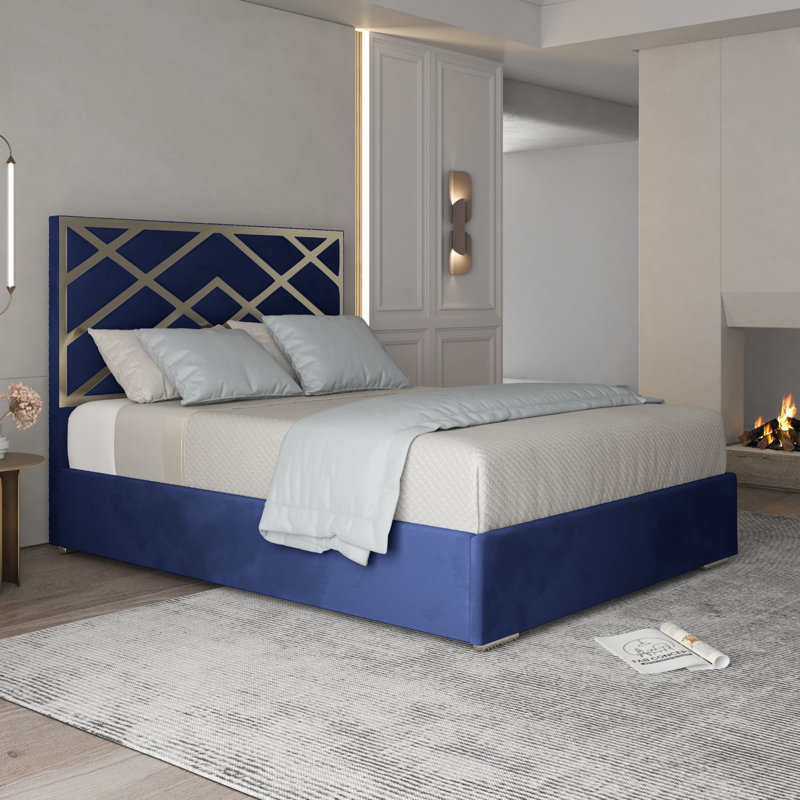 Anatolija Upholstered Bed, Double (4'6), Blue