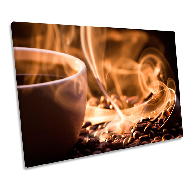 Brown Hot Coffee Kitchen - Wrapped Canvas Print, 30.5cm H x 45.7cm W x 2cm D