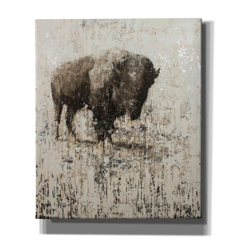 «Lone Buffalo» par Matt Flint, toile, art mural, H 24 po x l 20 po x P 0,75 po