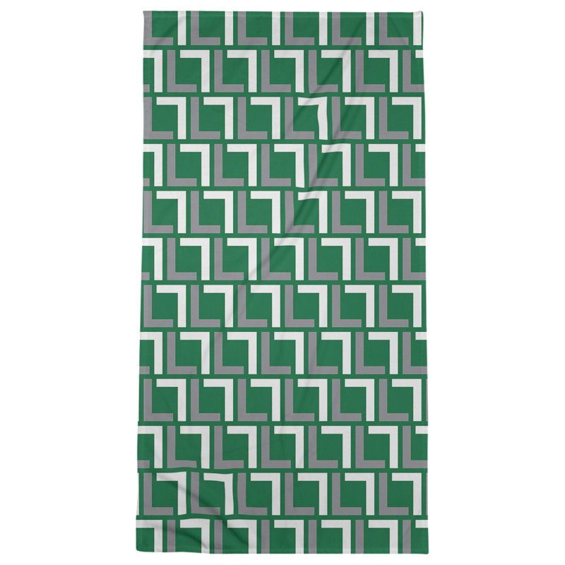 Serviette de plage en microfibre, Vert / argent / blanc
