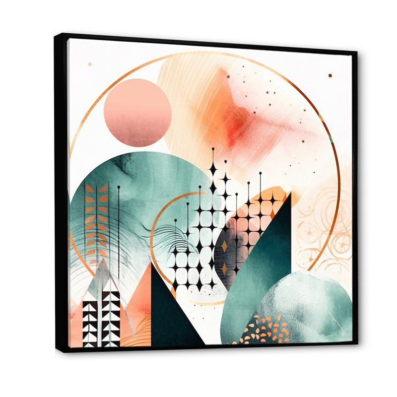 Minimal Boho Landscape - Print, Black Floater Framed, 16" H x 16" W x 1" D