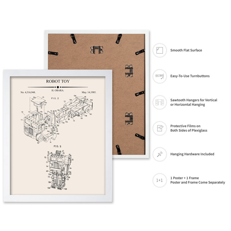 Plan de robot Optimus, H 08 po x l 10 po, Affiche, Encadrement blanc