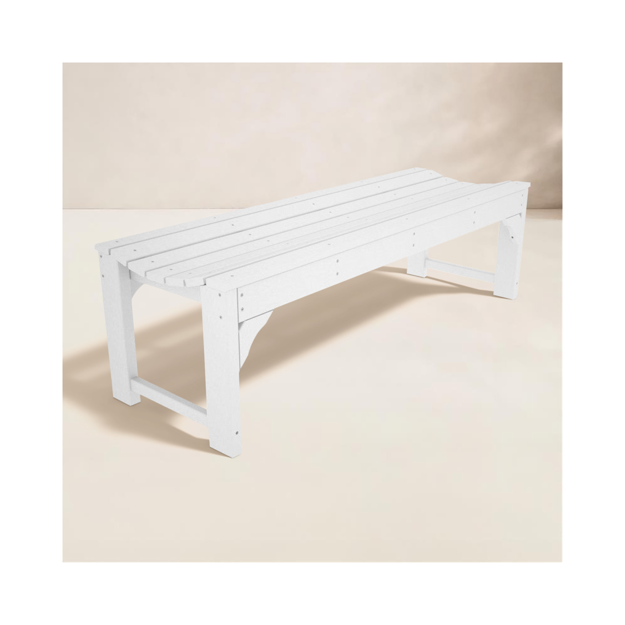 POLYWOOD Traditional Garden Backless Bench, White, 60"