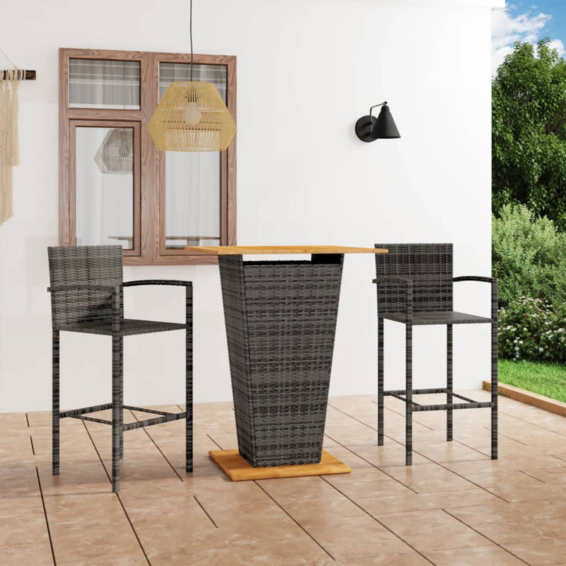 Ensemble repas à hauteur de bar pour 2 personnes Enochville Square, P 31,5 po x l 31,5 po x H 43,31 po, gris