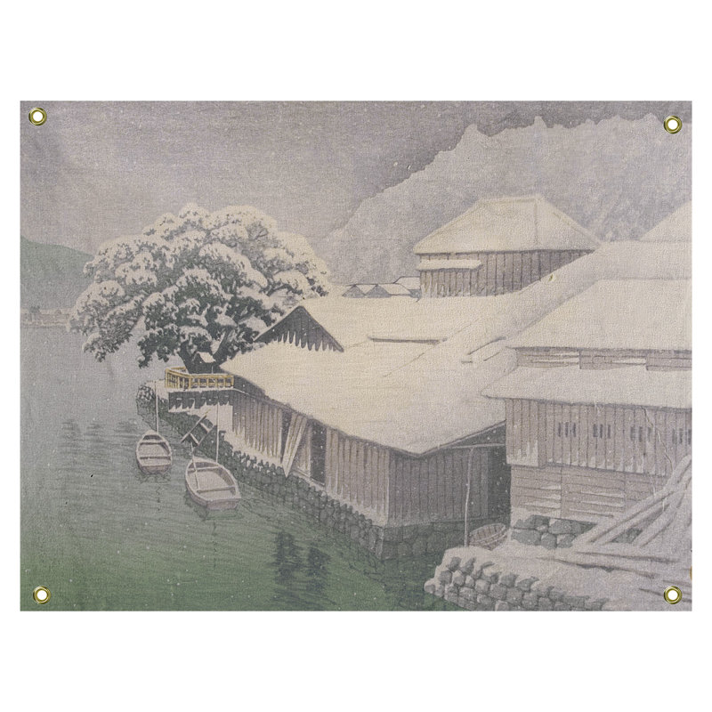 Tapisserie murale «Magallanes Evening Snow at Ishinomaki», H 81,5 po x l 60,5 po, Vert / blanc