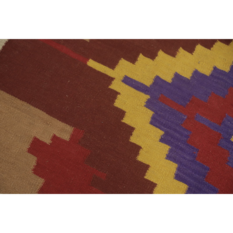 Tapis carré carré à motif géométrique kilim 6 x 6