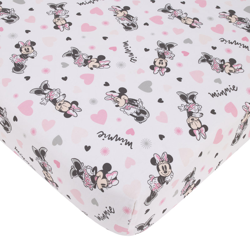 NoJo Disney Minnie Mouse My Happy Place 3 Piece Nursery Crib Bedding Set 