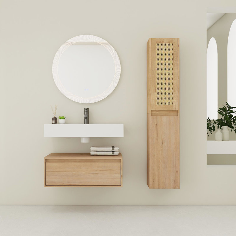 Armoire de salle de bain moderne avec lavabo en résine