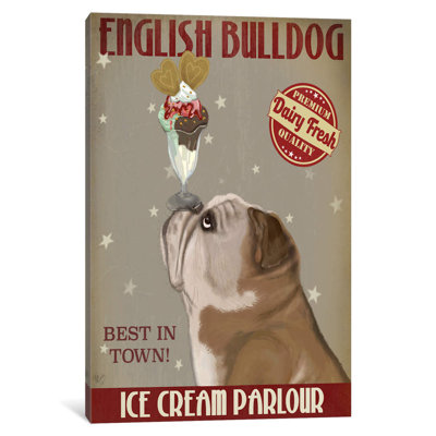 Publicité rétro sur toile tendue Fab Funky «English Bulldog Ice Cream»