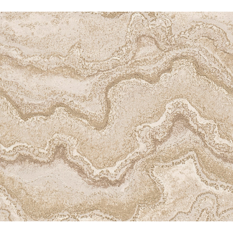 Rahnuma 10.05m x 53cm Metallic Finish Double Roll, Gold Water Marble
