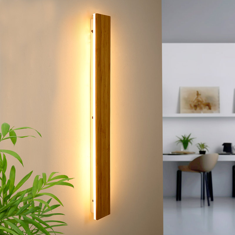 Applique murale encastrée à DEL en bois massif Javoris Steel, H 31,50 po x l 3,15 po x P 1,80 po