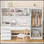 Élégante garde-robe en bois avec tablettes et tiroirs pour l'organisation de la chambre à coucher-1703386605