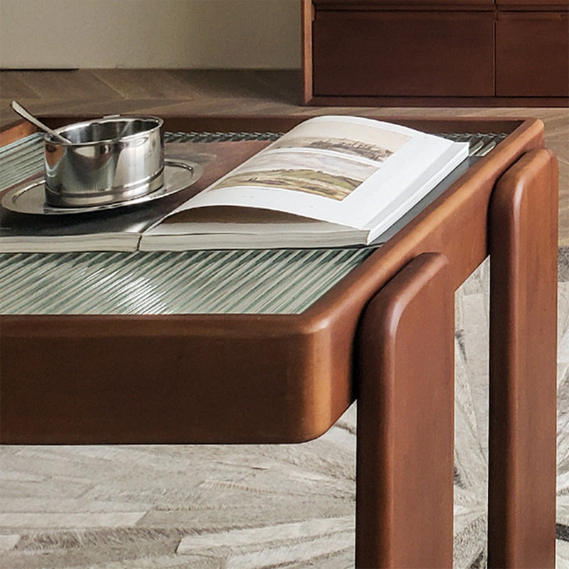 Ensemble de tables basses Solid + Glass, Brun, H 21,65 po x L 19,69 po x l 19,69 po