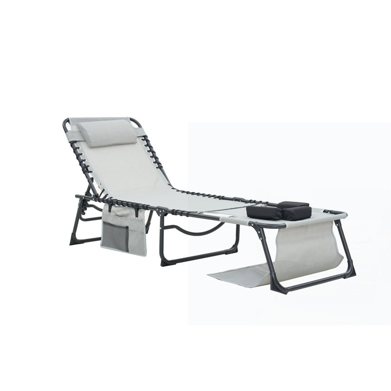 Face Down Chaise Lounge Chair 5-Position Adjustable Sunbathing, Blue/Gray, 1