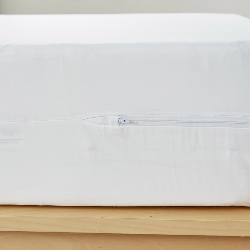 Twin White Cotton Zippered Mattress Protector
