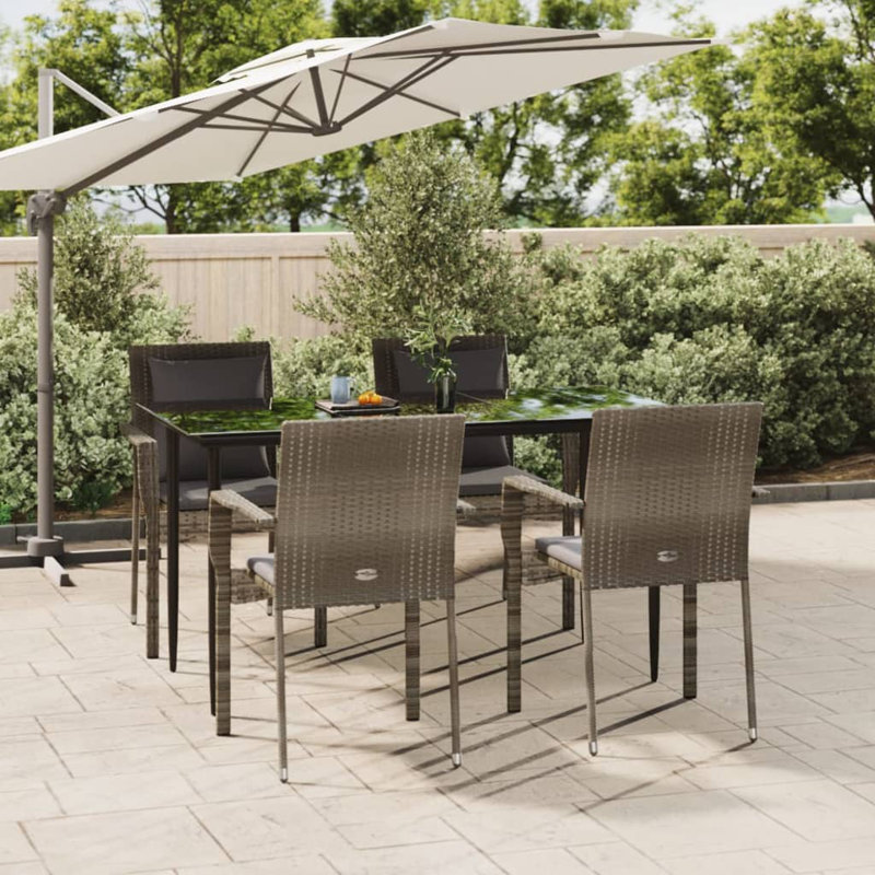 Ensemble de salle à manger d'extérieur en rotin, Gris, Rond, H 29,1 po x l 31,5 po x P 31,5 po