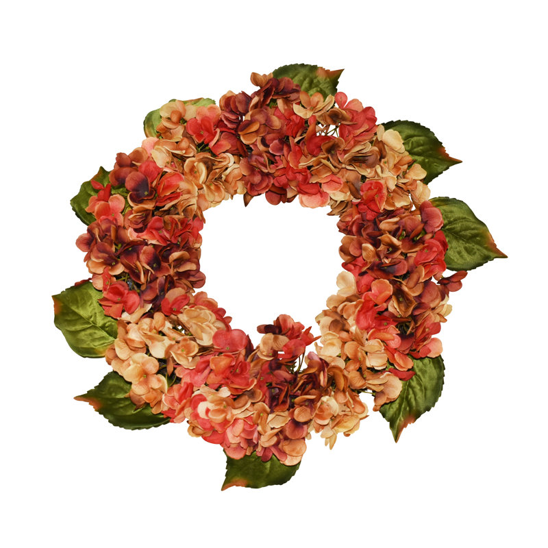 24" Terracotta Orange Hydrangea Wreath