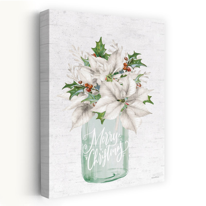 Art contemporain poinsettia «Merry Christmas», H 36 po x l 24 po