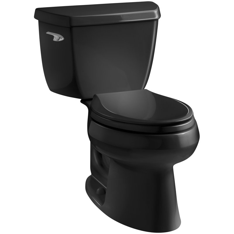 Wellworth 1.28 GPF Water Efficient Elongated Two-Piece Toilet (Seat Not Included), Ice Gray, Left-Hand