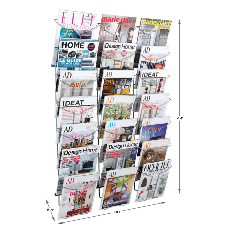 112Cm H Metal Magazine Rack, 112cm H x 25cm W x 4 cm D