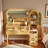 Fluted Makeup Vanity Desk With Large Mirror, 4 Drawers, Storage Cabinet, Charging Station And Glass Display Top