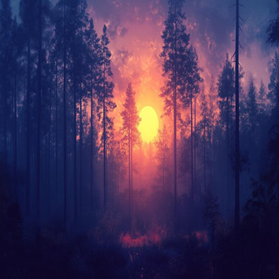 Sunset Serenity In Pine Forest
