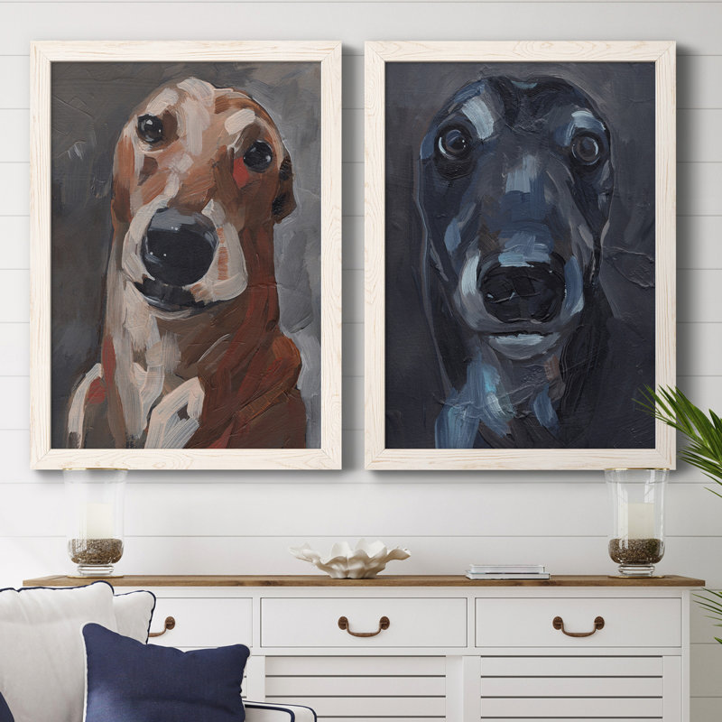 Good Boy I - ensemble de 2 reproductions d'art sur toile, Toile blanche encadrée, H 31,5 po x l 47 po x P 1,5 po