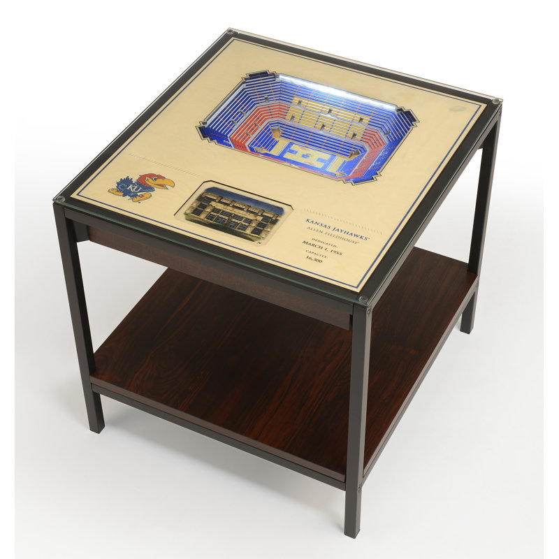 University of Kansas LED Lighted Wood and Metal Accent Table