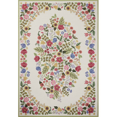 Tapis intérieur / extérieur crème Rifle Paper Co. x Loloi