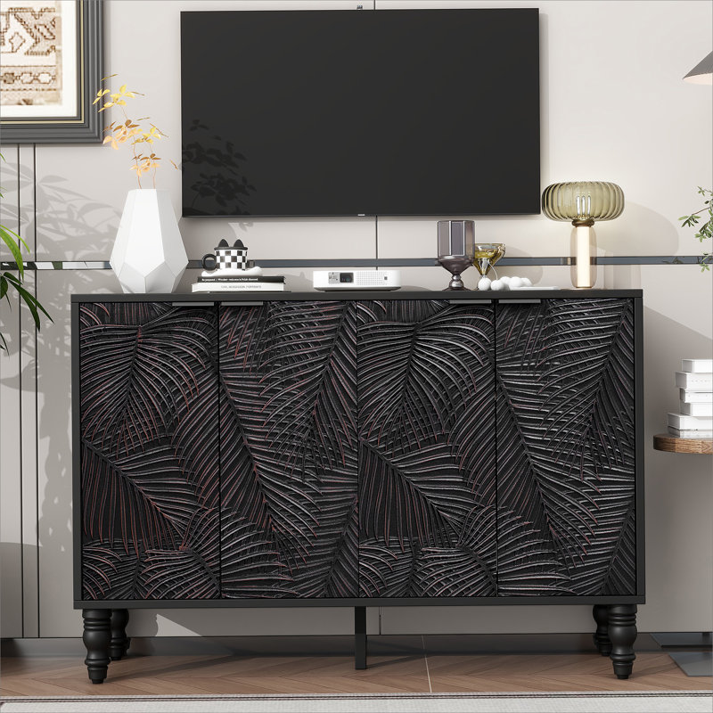 Tableau de bord moderne avec rangement spacieux et design élégant pour le salon, Noir