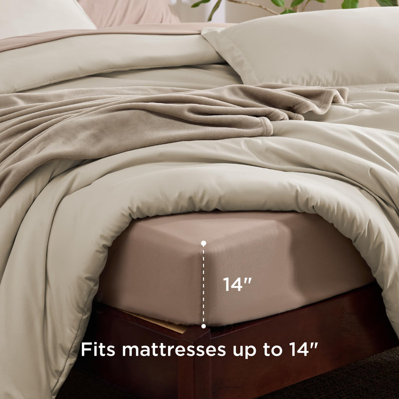 Bedsure Prewashed Bedding Set with Soft Fleece Microfiber Bed Blanket, Queen Comforter + 7 Additional Pieces