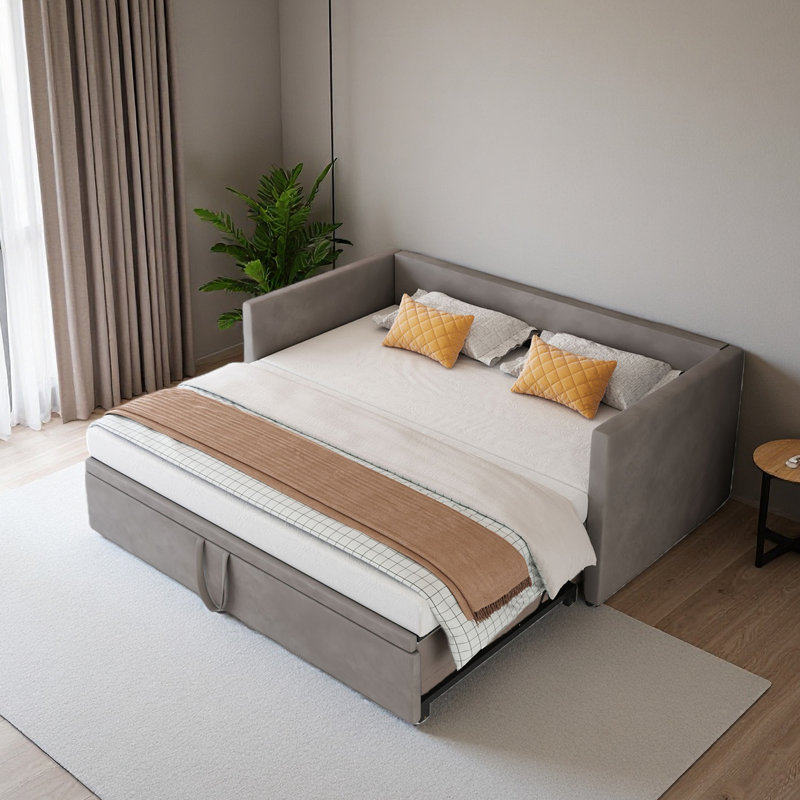 3 Seater Velvet Sofa Bed, Grey
