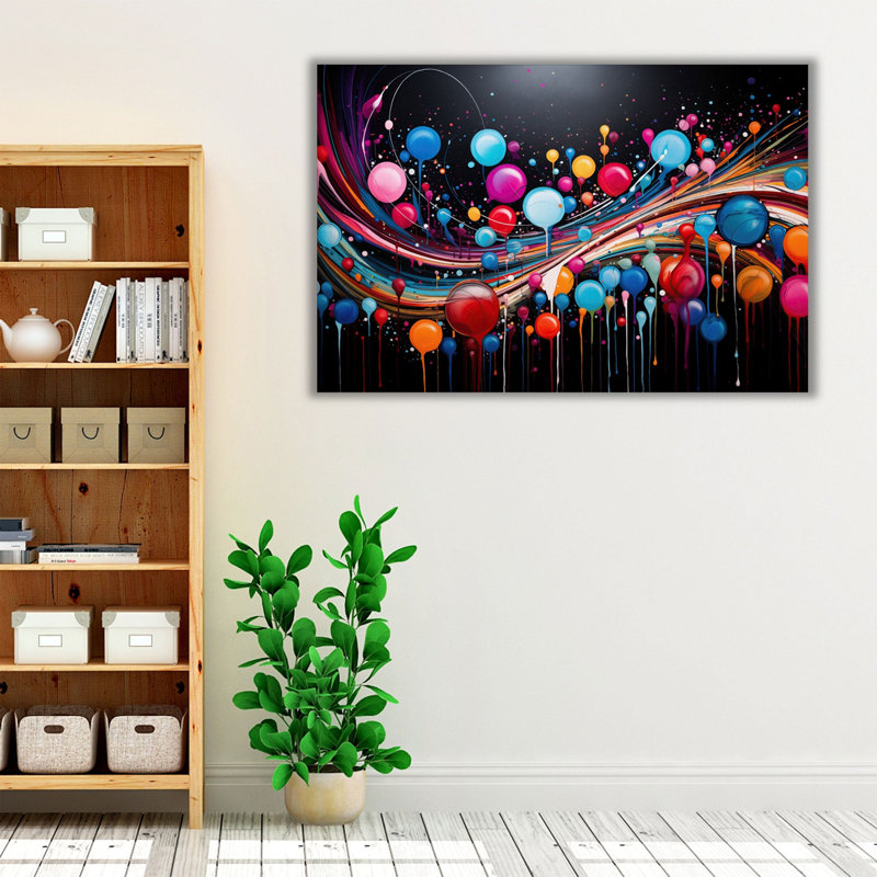 «Dreamy Splash Spectrum», art mural, H 32 po x l 48 po x P 1,25 po, Toile encadrée noire