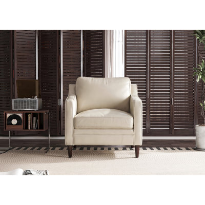 Leyla Genuine Leather Square Arm Accent Chair