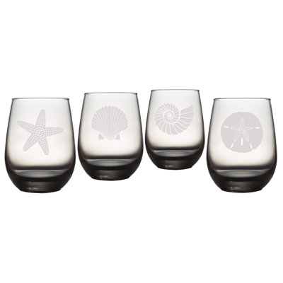 Seashore 15.25 oz. Stemless Wine Glass Set