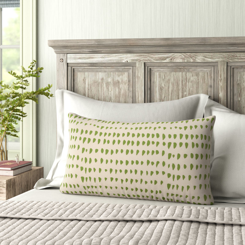 Fabray Embroidered Lumbar Pillow, Green/Natural