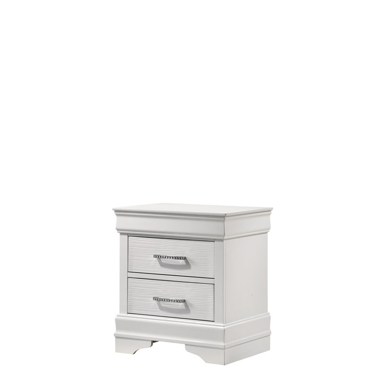 Table de chevet 2 en blanc avec texture de bois pour la finition de l'armoire de chevet moderne