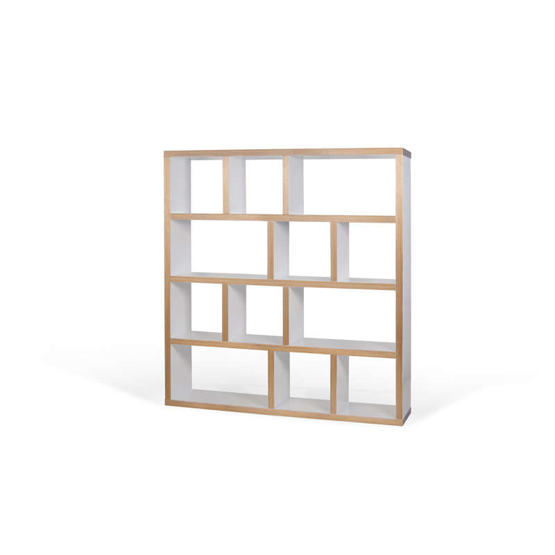 Bibliothèque en bois manufacturé Stetson, Blanc pure / contreplaqué, (4 tablettes) H 63 po x l 59 po x P 13 po