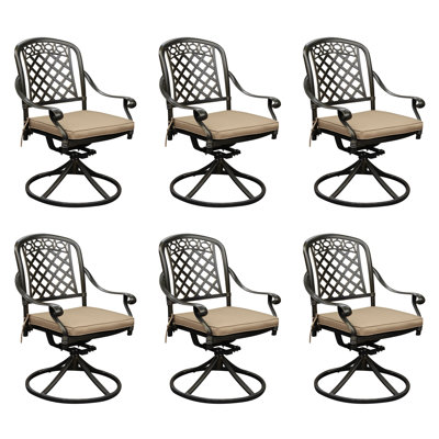 Ensemble de 6 fauteuils de patio pivotants avec coussins Rufas