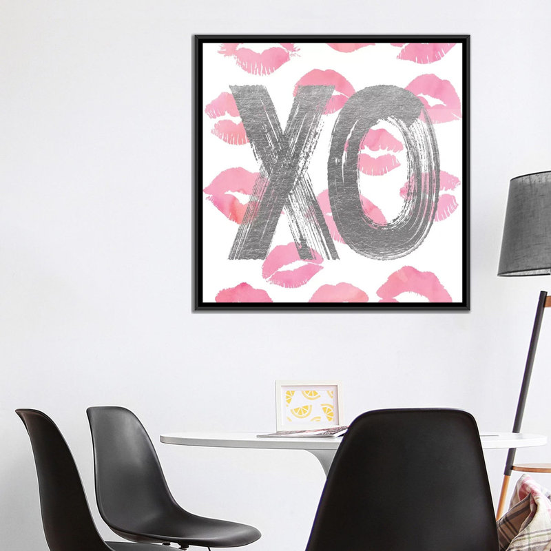 « love ox rose, square », impression sur toile tendue, H 18 po x l 18 po x P 1,5 po, Toile avec cadre noir, Pas de tapis