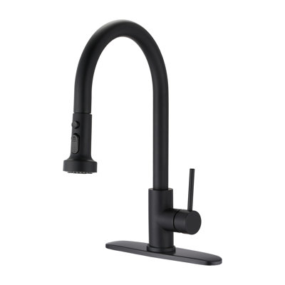 Robinet de cuisine à poignée simple avec plaque de base Topcraft, noir mat