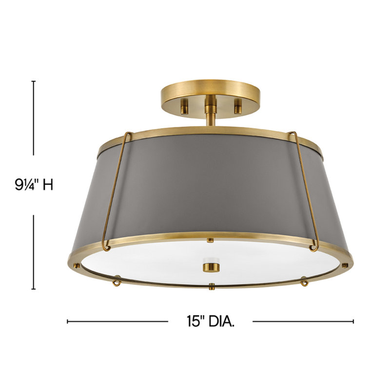 Clarke Medium Semi-Flush Mount, Lacquered Dark Brass, Lacquered Dark Brass
