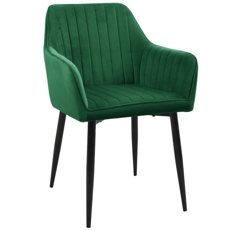 Aisen 49cm H Tufted Velvet Upholstered Upholstered Back Stacking Side Chair in Green