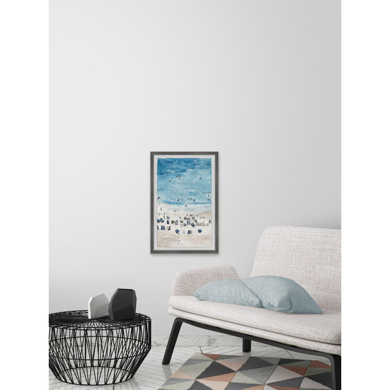 Crowded Beach Umbrellas 1 Piece Single Picture Frame Painting, 45 cm H x 38 cm W
