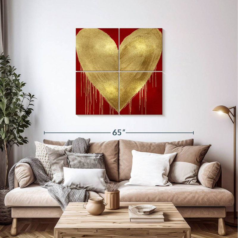 Hardie Big Hearted Gold sur fond rouge, H 38 po x l 38 po