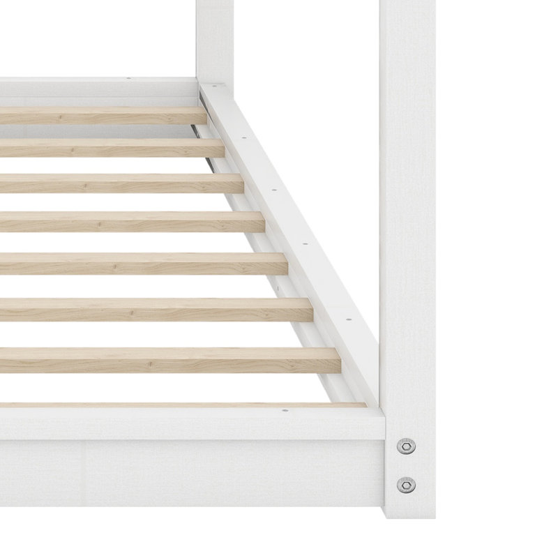 Lit plateforme contemporain à baldaquin avec pieds de soutien pour la chambre à coucher, White