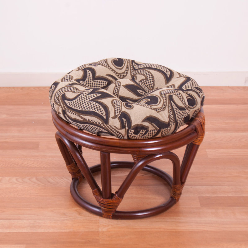 Outdoor 4'' Ottoman Seat Cushion, Checkered Scroll