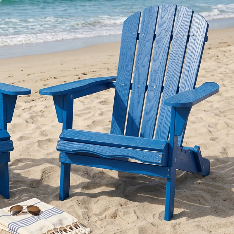 Abril Outdoor Adirondack Chair, Navy Blue